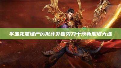 李显龙总理严厉批评外国势力干预新加坡大选